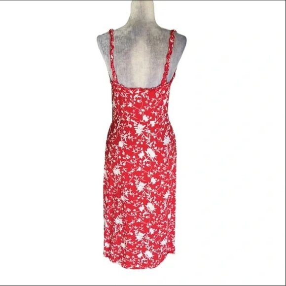 Aritzia Wilfred Lealia Midi Dress, Goji Berry & White Floral, Size 4 - Picture 10 of 13